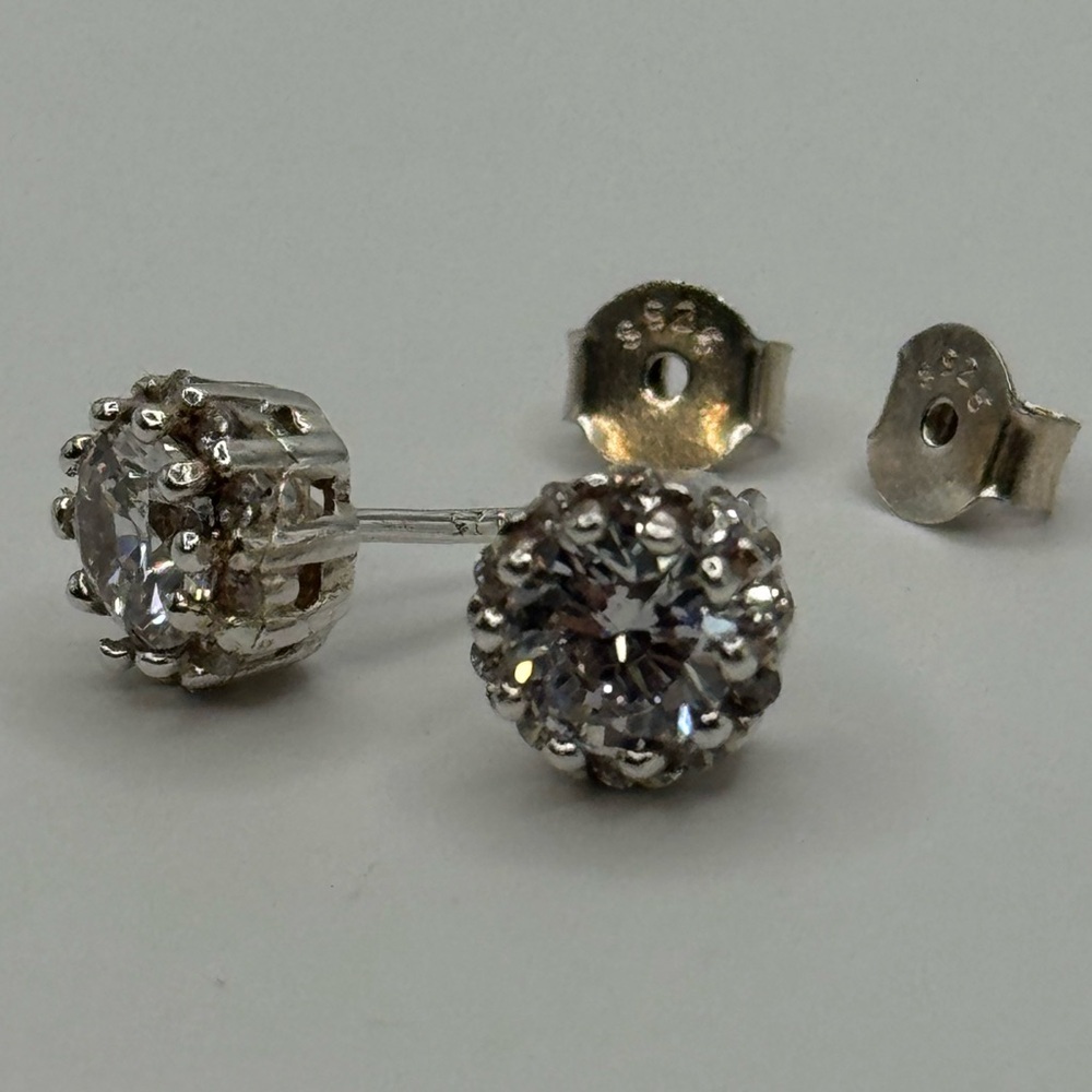 925 Silver CZ Stud Earrings